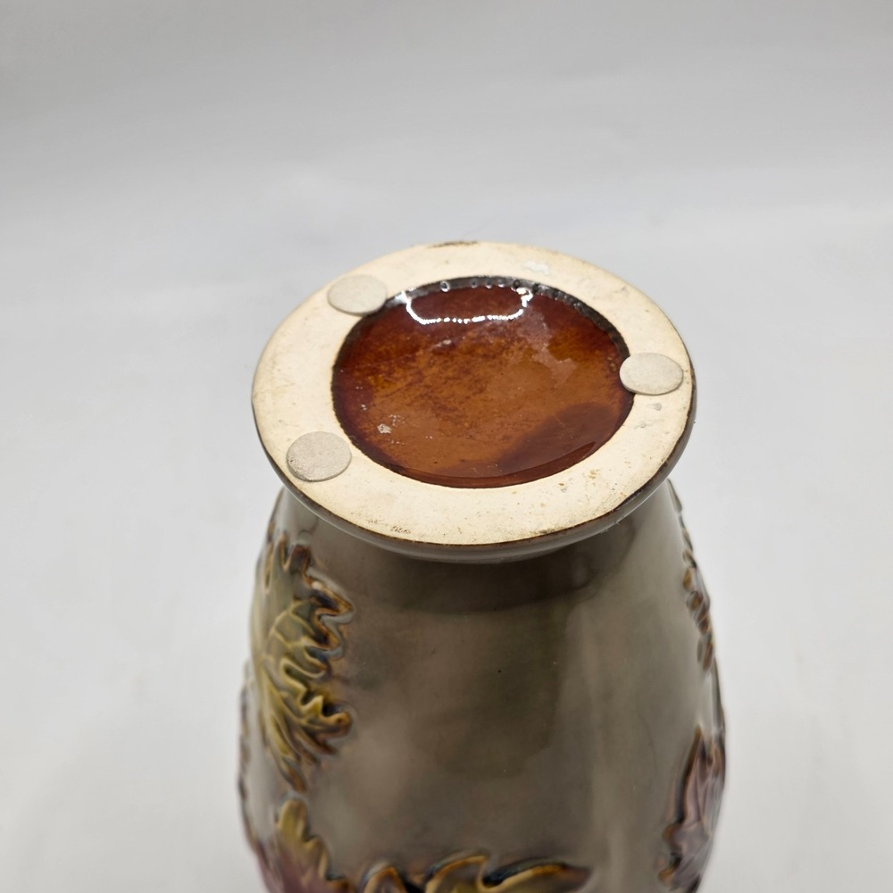 Vintage Ceramic‎ Leaf Vase Autumn Fall Decor Embossed Maple Leaves Brown - Picture 8 of 11